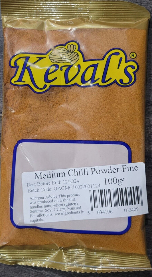 KEVALS MEDIUM CHILLI POWDER 100GM